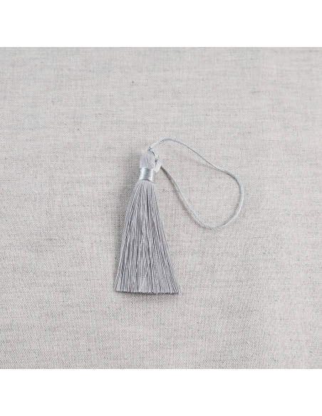 Pompon brillant, 8cm, gris clair