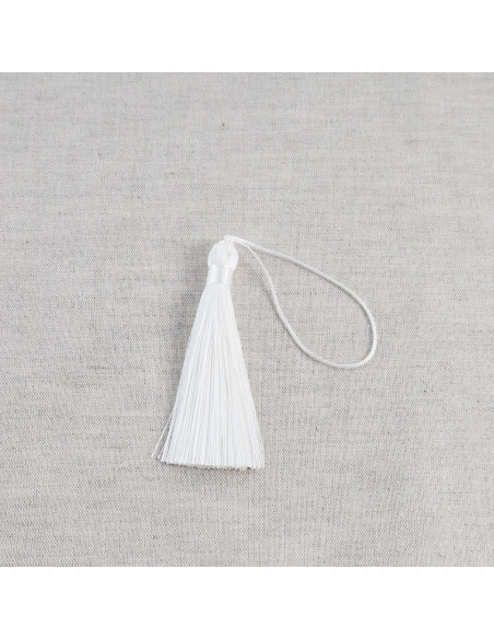 Pompon brillant, 8cm, blanc