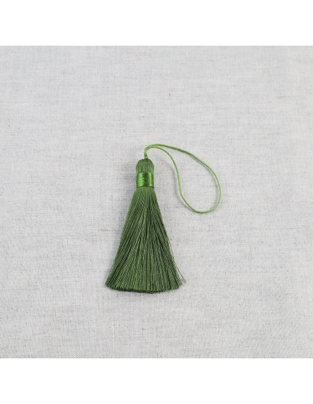 Pompon brillant, 8cm, vert kaki