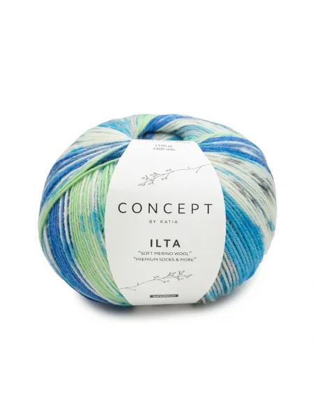 Laine Ilta socks (Katia), Fil à Chaussettes, Coloris au choix, Mérino Superwash & Polyamide