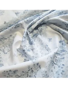 Tissu, Cretonne de Coton, Motif Jouy Blanc, Laize 150 cm, 100% Coton 2