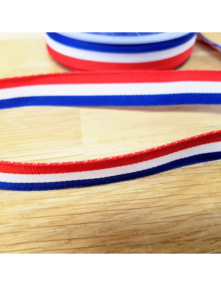 Ruban tricolore, 15mm, bleu blanc rouge