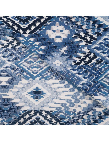 Tissu, Coton Viscose Imprimé Carpet, Bleu, Laize 145 cm, 52% Viscose 48% Coton 85g/m²