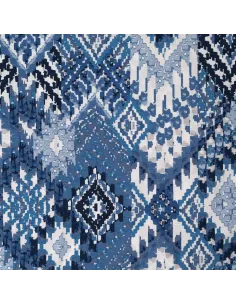 Tissu, Coton Viscose Imprimé Carpet, Bleu, Laize 145 cm, 52% Viscose 48% Coton 85g/m²