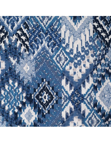 Tissu, Coton Viscose Imprimé Carpet, Bleu, Laize 145 cm, 52% Viscose 48% Coton 85g/m²