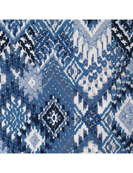 Tissu, Coton Viscose Imprimé Carpet, Bleu, Laize 145 cm, 52% Viscose 48% Coton 85g/m²