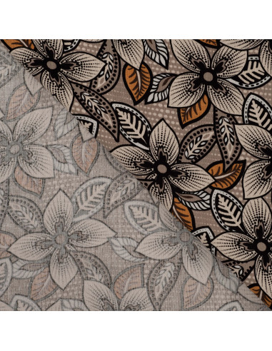 Tissu, Lin Viscose Imprimé Fleuri, Multicolore, Laize 140 cm, 40% Lin 60% Viscose 185g/m²