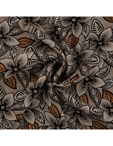 Tissu, Lin Viscose Imprimé Fleuri, Multicolore, Laize 140 cm, 40% Lin 60% Viscose 185g/m²