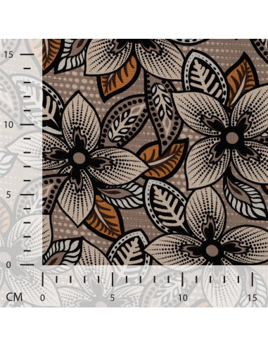 Tissu, Lin Viscose Imprimé Fleuri, Multicolore, Laize 140 cm, 40% Lin 60% Viscose 185g/m²