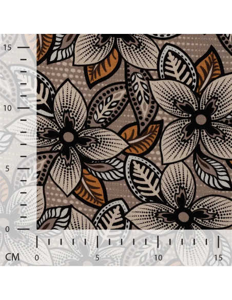 Tissu, Lin Viscose Imprimé Fleuri, Multicolore, Laize 140 cm, 40% Lin 60% Viscose 185g/m²