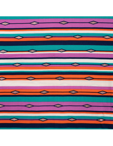 Tissu, Viscose Rayures Colorées Lurex, Multicolore, Laize 145 cm, 100% Viscose 115g/m²