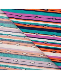 Tissu, Viscose Rayures Colorées Lurex, Multicolore, Laize 145 cm, 100% Viscose 115g/m² 2
