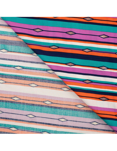 Viscose lurex imprimée, rayures colorées