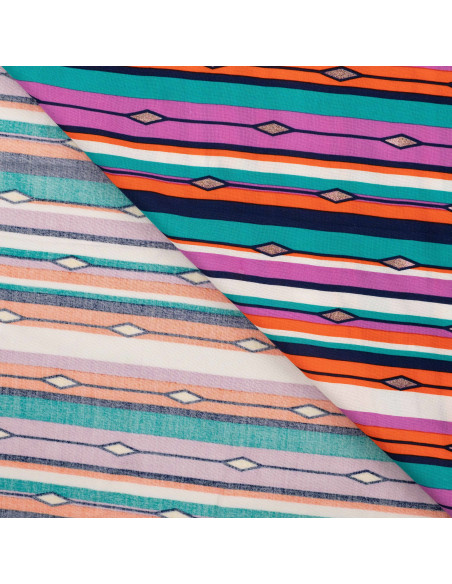 Tissu, Viscose Rayures Colorées Lurex, Multicolore, Laize 145 cm, 100% Viscose 115g/m²