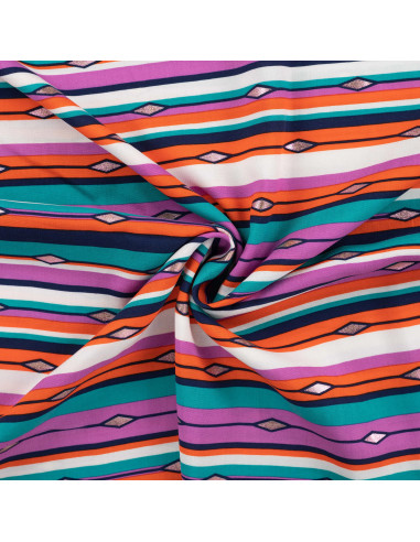 Tissu, Viscose Rayures Colorées Lurex, Multicolore, Laize 145 cm, 100% Viscose 115g/m²