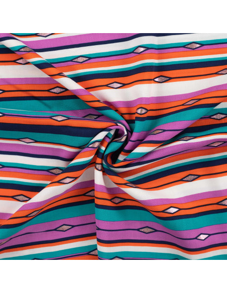 Tissu, Viscose Rayures Colorées Lurex, Multicolore, Laize 145 cm, 100% Viscose 115g/m²