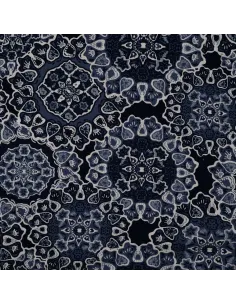 Tissu, Viscose Imprimée Arabesques, Bleu, Laize 140 cm, 100% Viscose 115g/m²