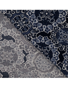 Viscose imprimée, arabesques bleues 2