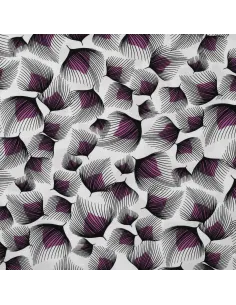 Tissu, Imprimé Fleurs de Pissenlit, Rose, Laize 140 cm, 100% Viscose 115g/m²