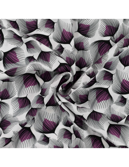 Viscose imprimée, fleurs de pissenlit, rose