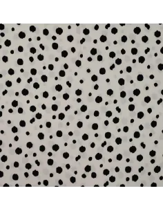 Tissu, Imprimé Pois, Blanc et Noir, Laize 140 cm, 100% Viscose 115g/m²
