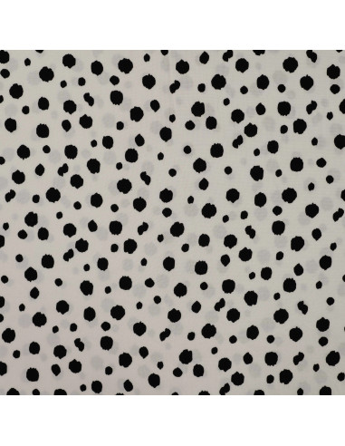 Tissu, Imprimé Pois, Blanc et Noir, Laize 140 cm, 100% Viscose 115g/m²