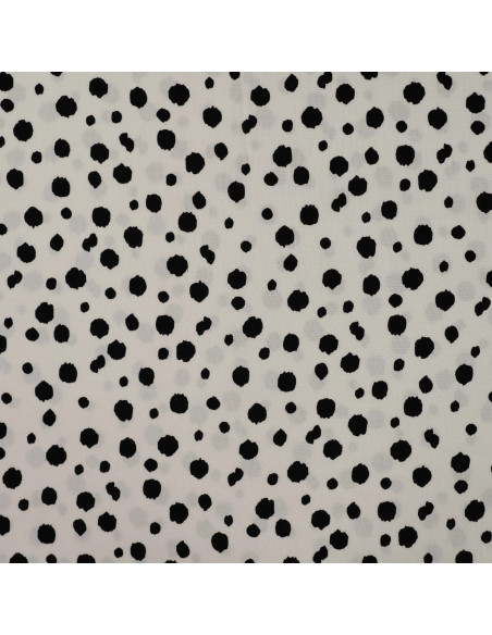 Tissu, Imprimé Pois, Blanc et Noir, Laize 140 cm, 100% Viscose 115g/m²