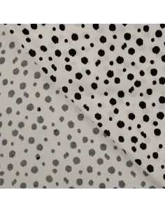 Tissu, Imprimé Pois, Blanc et Noir, Laize 140 cm, 100% Viscose 115g/m² 2