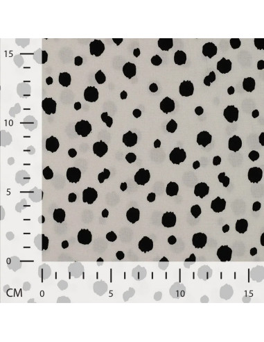 Tissu, Imprimé Pois, Blanc et Noir, Laize 140 cm, 100% Viscose 115g/m²