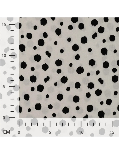 Tissu, Imprimé Pois, Blanc et Noir, Laize 140 cm, 100% Viscose 115g/m²