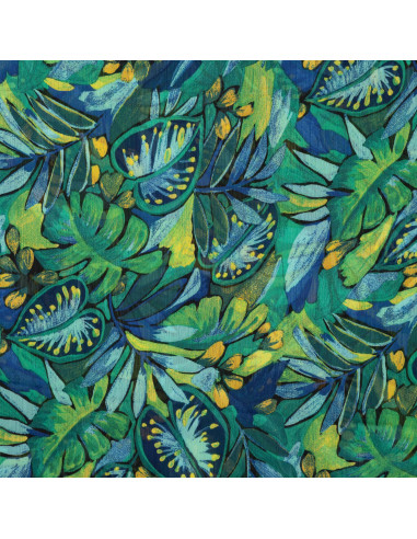 Tissu, Mousseline Cachemire Fleuri, Multicolore, Laize 145 cm, 100% Polyester 70g/m²