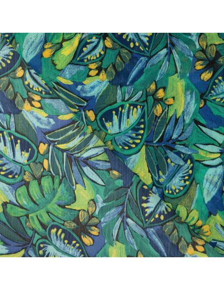 Tissu, Mousseline Cachemire Fleuri, Multicolore, Laize 145 cm, 100% Polyester 70g/m²