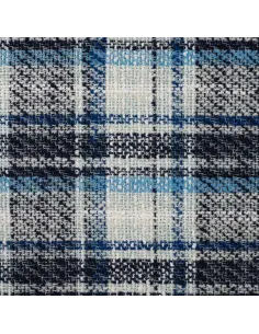 Tissu, Jacquard Style Chanel, Carreaux Bleus, Laize 140 cm, Polyester Acrylique Polyamide