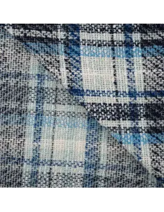 Tissu, Jacquard Style Chanel, Carreaux Bleus, Laize 140 cm, Polyester Acrylique Polyamide 2