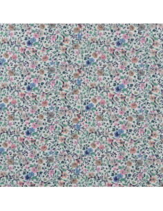 Popeline de coton, impression digitale, fleurs, rose vert