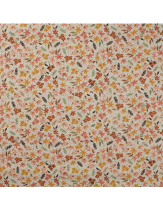 Popeline de coton, impression digitale, fleurs, jaune orange