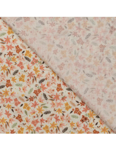 Popeline de coton, impression digitale, fleurs, jaune orange 2