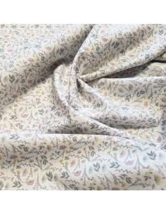 Popeline de coton, impression digitale, fleurs, vert et jaune tendres 2