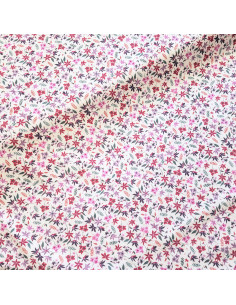 Popeline de coton, impression digitale, fleurs, rose