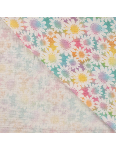 Tissu, Double Gaze Impression Digitale, Multicolore, Laize 130 cm, 100% Coton 175g/m²