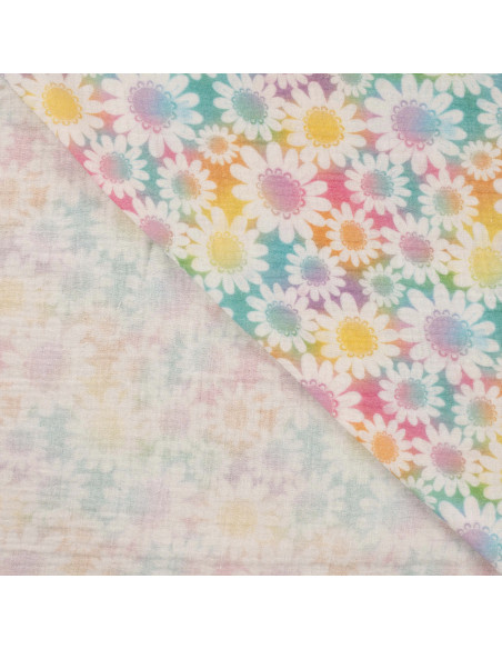 Tissu, Double Gaze Impression Digitale, Multicolore, Laize 130 cm, 100% Coton 175g/m²