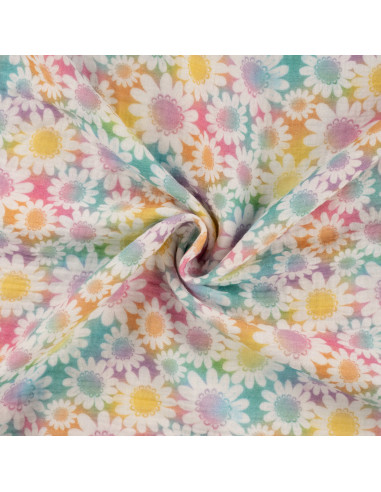 Tissu, Double Gaze Impression Digitale, Multicolore, Laize 130 cm, 100% Coton 175g/m²