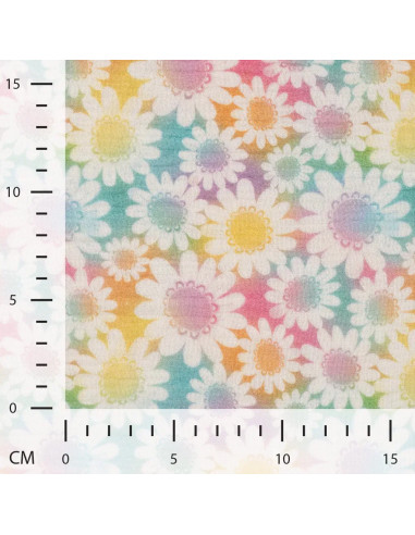 Tissu, Double Gaze Impression Digitale, Multicolore, Laize 130 cm, 100% Coton 175g/m²