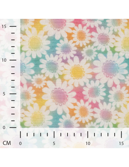 Tissu, Double Gaze Impression Digitale, Multicolore, Laize 130 cm, 100% Coton 175g/m²