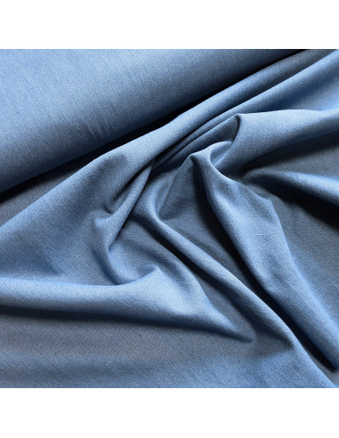 Tissu, Jean Stretch Uni, Bleu Clair, Laize 150 cm, Coton Recyclé 255g/m²