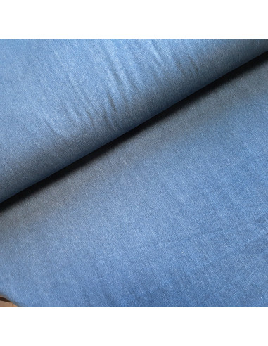 Tissu, Denim Brut Uni, Bleu Moyen, Laize 145 cm, 100% Coton Oeko-Tex 320g/m²