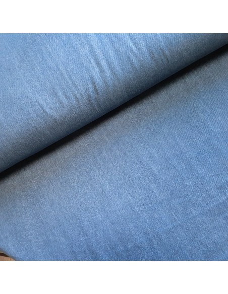 Tissu, Denim Brut Uni, Bleu Moyen, Laize 145 cm, 100% Coton Oeko-Tex 320g/m²