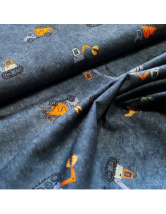 Popeline de coton, engins de chantier 2