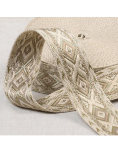 Sangle ethnique, 38mm, beige/or
