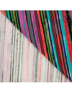Tissu, Jersey de Viscose, Rayures Multicolores, Laize 150 cm, Viscose Stretch Oeko-Tex 2